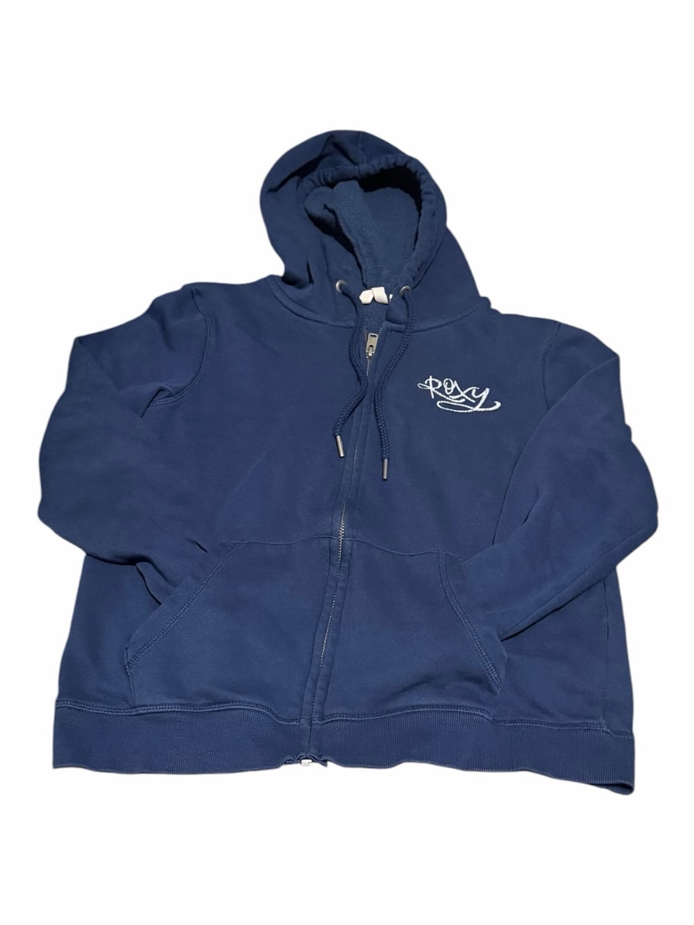 Roxy Navy Blue Zip-Up Hoodie with White Logo